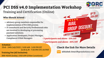 PCI DSS 4.0 Implementation Training and Certification (Online) | 23rd-24th July'22