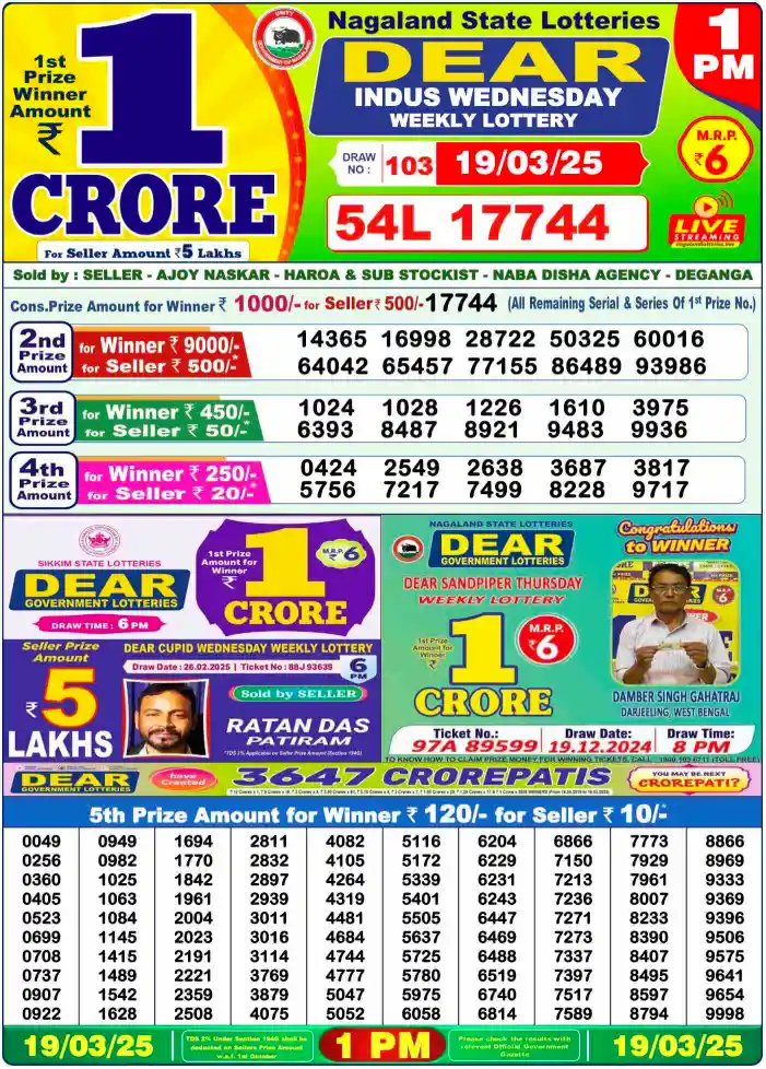 Nagaland State Lottery Result Today Live